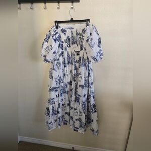 Abercrombie & Fitch Emerson Blue and White Maxi Dress